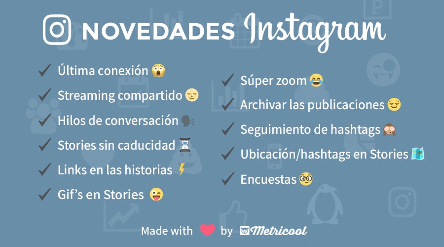 ¡ÚLTIMAS NOVEDADES DE #INSTAGRAM! 😎 Aquí van las últimas novedades más destacadas de las red social de moda. ¡Echa un ojo a nuestro post para sacarle el máximo rendimiento! 😉🚀 metricool.com/es/novedades-d…