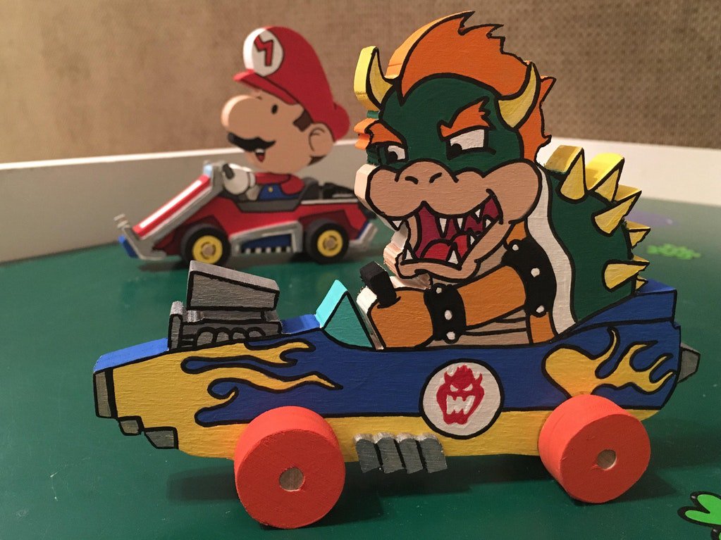 MetaFunGames's tweet image. 🆚🆚Wooden Mario Kart toys I made for #2018! #MarioKart 📣📣
