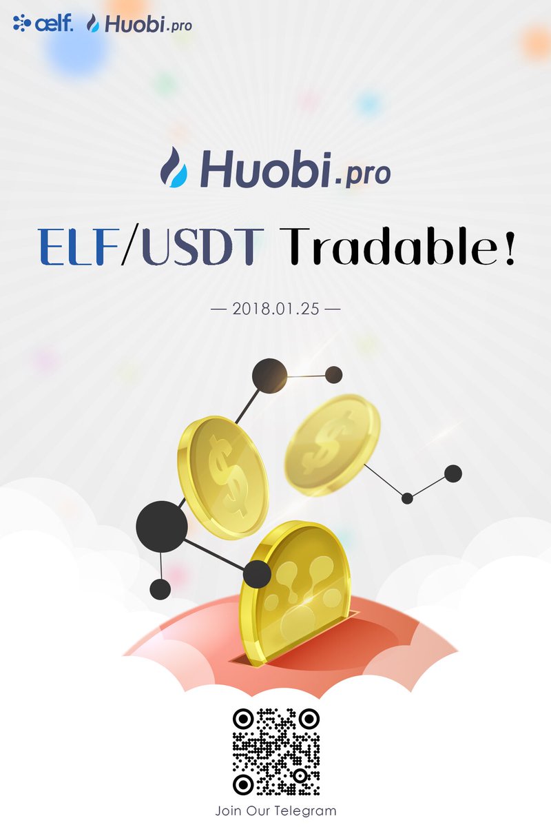 aelfblockchain's tweet image. ELF/USDT tradable on @Huobi_Pro