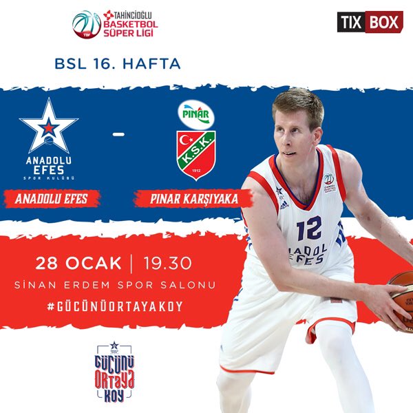 Basketbol Süper Ligi 16. Hafta maçında Pınar Karşıyaka'yı konuk ediyoruz.

Mücadele gücünü senin desteğinle artırmak, bir engeli daha senin desteğinle aşmak istiyoruz. Sinan Erdem Spor Salonu'ndaki bu heyecana şahit olmak için sen de yerini al!
mobile.tixbox.com.tr/etkinlik/4254/…