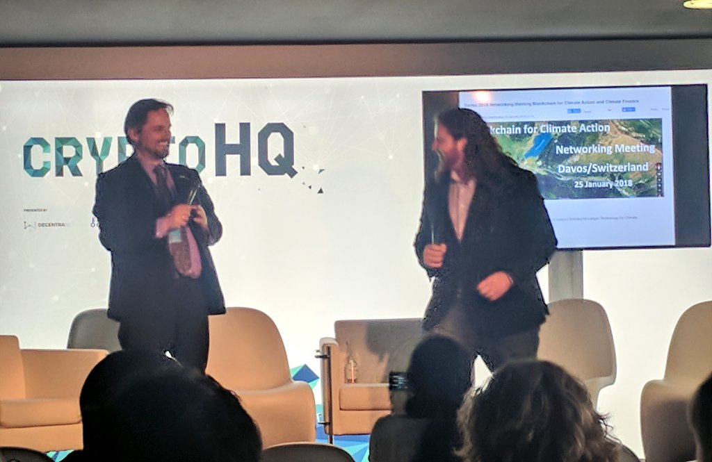 Networking on #Blockchain for #Climate Action with Miroslav Poizer &amp; Ari Eisenstat <a href="/CryptoHQ/">Crypto Gazette</a> in #Davos