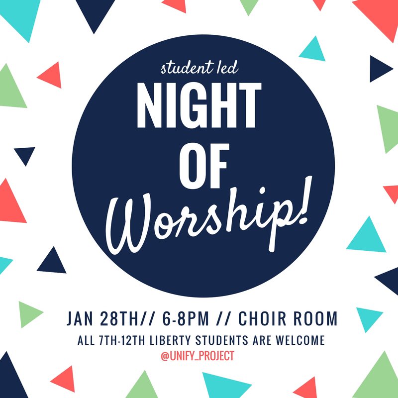 Unify_Project's tweet image. Our first Night of Worship is this Sunday at 6pm at Liberty Christian!