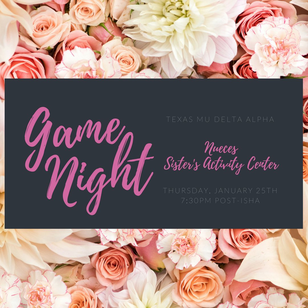 Texas_MDA's tweet photo. alright alright alright we got our game night rush social today post-isha at the Nueces SAC, excited to see all your lovely faces! 💞 https://t.co/gAa4u6V4Kf
