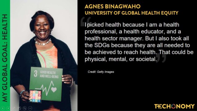 ughe_org's tweet image. &quot;Physical, mental, or societal - ALL #SDGs are needed&quot; - Vice Chancellor @agnesbinagwaho on #healthforall at #techonomy17. More portraits of @GlobalGoalsUN thought leaders via @techonomy below. #LionSpotting #LionPride techonomy.com/2018/01/portra…