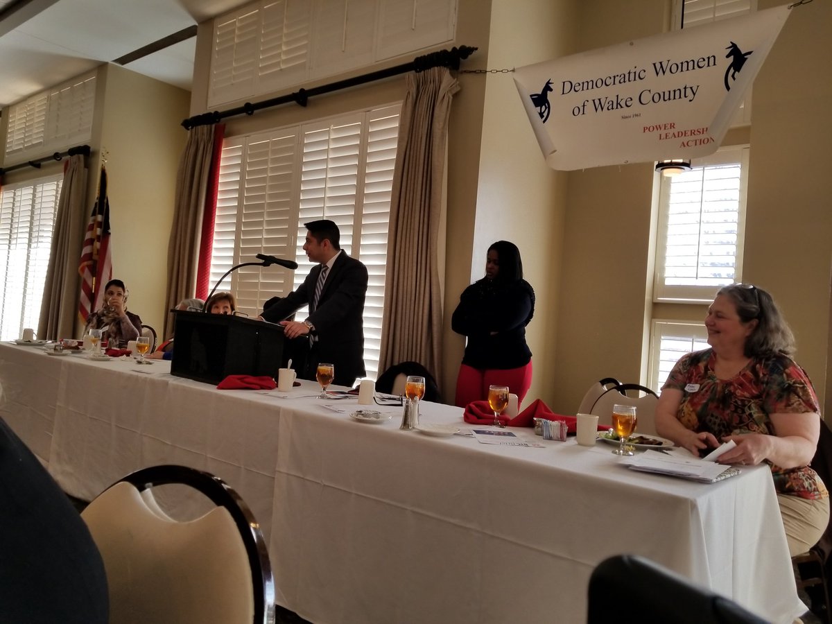 Attended today's Democratic  Women of Wake County Luncheon at the NCSU Faculty Club. Guest Speaker Luis Toledo talked about how "New Federal Tax Law will Hunt Many."