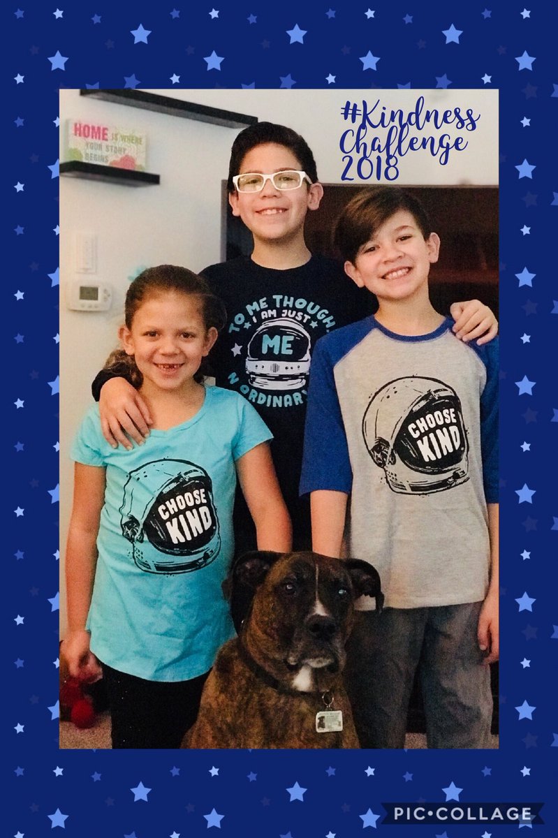 Laila and two of her brothers celebrating kindness! #kindnesschallenge @MissBin103