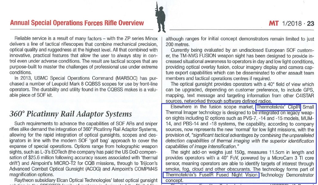 @Thermoteknix ClipIR & FuseIR #fusednightvision technology in @MILTECH1 Thank you to @MonchPublishing for including us in the article!