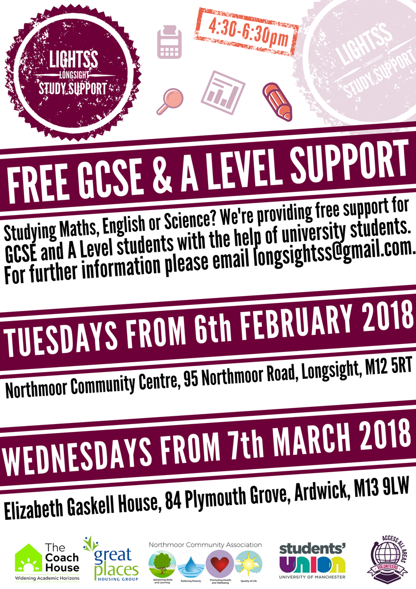 AccessMCR's tweet photo. Our free exam support sessions are starting soon at @Nmoor_Community @CoachHouseNorth- help us spread the word! @McrAcademy @MyGreatPlace @StPetersUK @Levenshulmehigh @wrhs1118 https://t.co/3qspachP7u