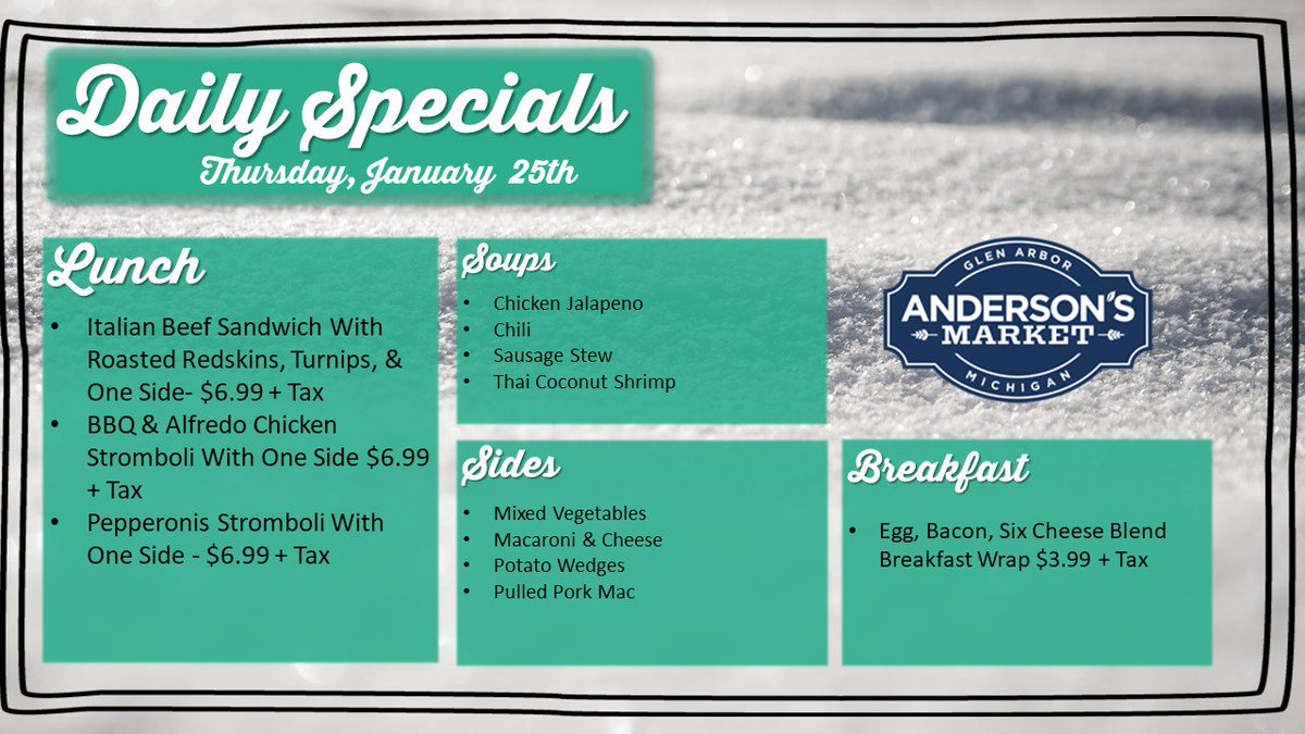 AndersonsMarket's tweet image. 01-25-2018 Daily Specials: #dailyspecials #andersonsglenarbor #andersonsmarket