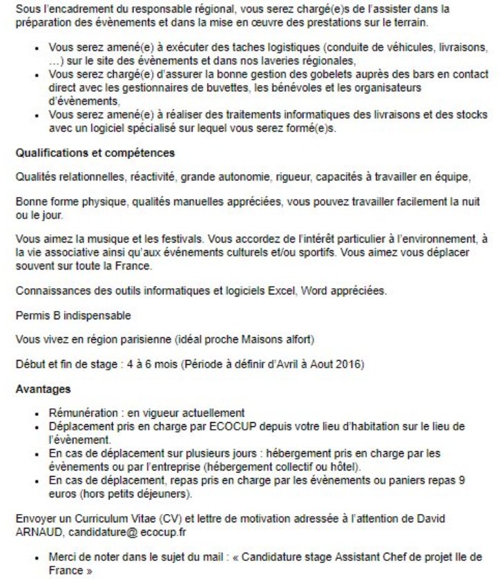 #stageevementiel #stage #dd #DeveloppementDurable #ESS #pasdalterrnance #evenementiel #festival #solidays #pdb #SDF #RolandGarros #Lollapalooza #rockenseine #mainsquare <a href="/letudiant/">l'Etudiant</a> <a href="/emplois_web/">emplois-du-web</a> <a href="/stageetudiant/">stage etudiant</a> @TwitterStage