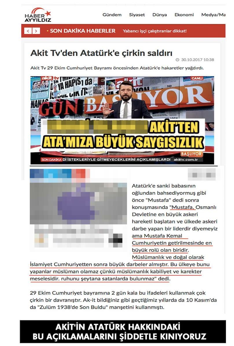 Akit TV Ahmet Keser'in, Atatürk ve silah arkadaşlarına, Kurtuluş Savaşı'nı kazanan kahraman ordumuz ve kumandanlarımıza yönelttiği bu çirkin ifadeler, bütün milletimize, devletimize yapılmış hakaretlerdir.<a href="/suleymansoylu/">Süleyman Soylu</a> <a href="/MHP_Bilgi/">MHP</a> <a href="/dbdevletbahceli/">Devlet Bahçeli</a> #ÜstesindenGeliriz