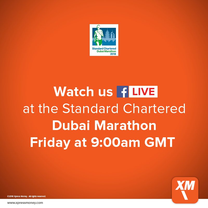 Xpress_Money's tweet photo. Watch us LIVE on #Facebook tomorrow at 9:00 AM in the #UAE, at the #StandardChartered #Dubai Marathon. #TeamXM #43 #RunForHope #BringingBroaderSmiles #DubaiMarathon2018 #XM https://t.co/YNSas49Fj2