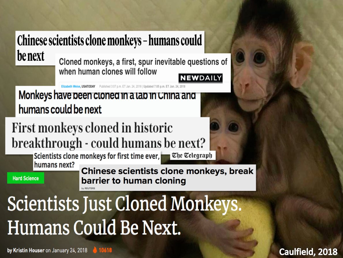 Timothy Caulfield sur Twitter : "Cloned monkeys! Amazing how fast the "# cloning humans" headlines appeared. https://t.co/LoxrViLBNP As @HankGreelyLSJU notes, doubt much pressure/desire to clone humans. Plus, still unsafe &amp; inefficient. Still, think