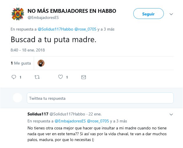 Solidus117Habbo's tweet photo. Aun estoy esperando a que me respondas al insulto que le hicistes a mi querida madre, muy macho por RRSS pero a la cara debes de ser un cobarde, la pena es que hay muchos como tú.
Saludos!
@EmbajadoresES https://t.co/Z8d8eopbev
