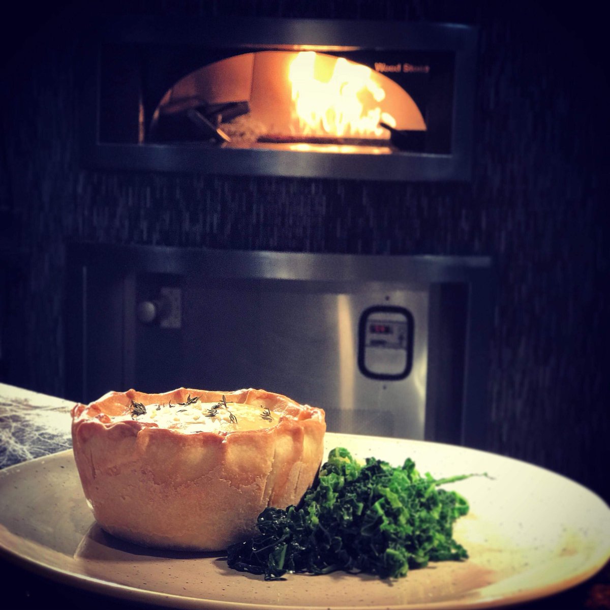 tomwesterland's tweet photo. The @CreedyCarverltd chicken and smoked bacon pie @BrasserieByLP @LucknamPark #pie #realpie #pastry #chicken #bacon https://t.co/1SgxSIu4xL