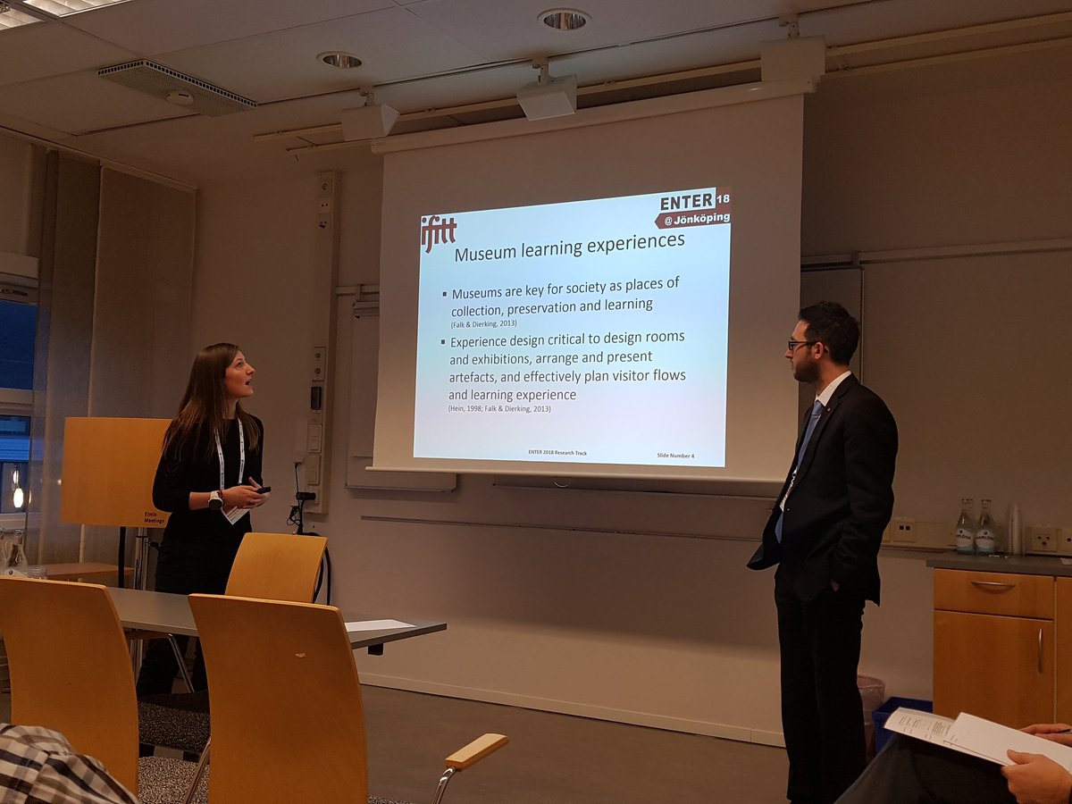 JohannaHags's tweet photo. Mattia Rainoldi and Barbara Neuhofer present #mobile #eyetracking of #museum #learning #experiences Coauthor: Mario Jooss at #ENTER2018 #eTourism Conference in Jönköping @JKPG #Sweden: Follow us @IFITTorg https://t.co/74Kg1iPixl