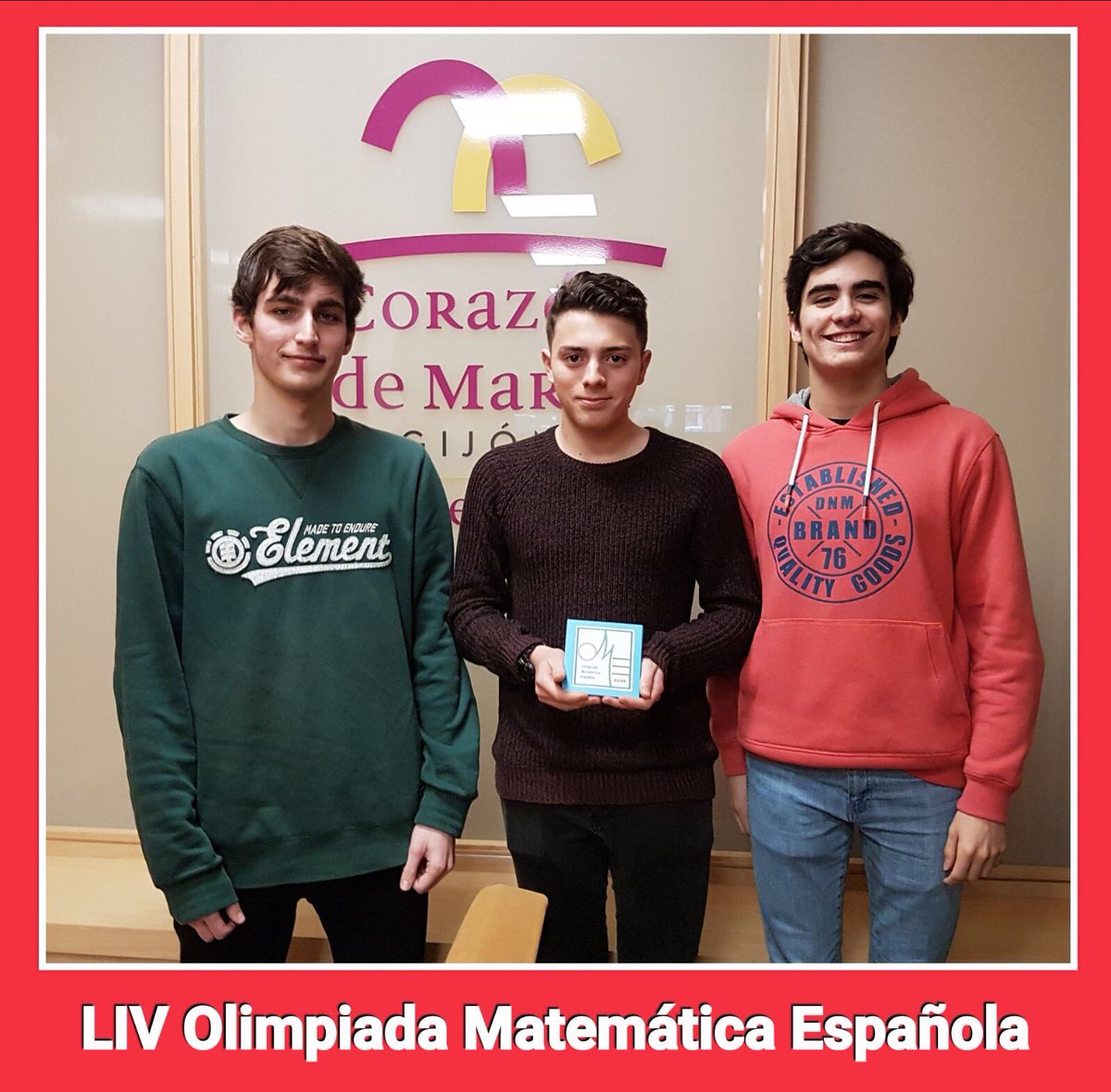 codemagijon's tweet photo. Tres alumnos 2º Bachillerato @codemagijon clasificados entre los diez primeros en Fase Autonómica de Olimpiada de Matemáticas #RSME Un nuevo éxito #CodemaMates Enhorabuena a Pablo (4º), Tuero (8º) y Fran (9º) y también a sus profes @carmenglsmate @Crisallano https://t.co/bS4kY2vQ1k