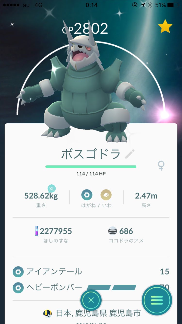 アマトゲキッサー Auf Twitter 本日1番の成果 色違いのココドラを探しに隼人まで行き 色違いココドラつかまえました 通常のボスゴドラとの色の違いはこんな感じ 色違いを捕まえた時の飴は8個 W 153匹目のココドラさんでした ポケモン