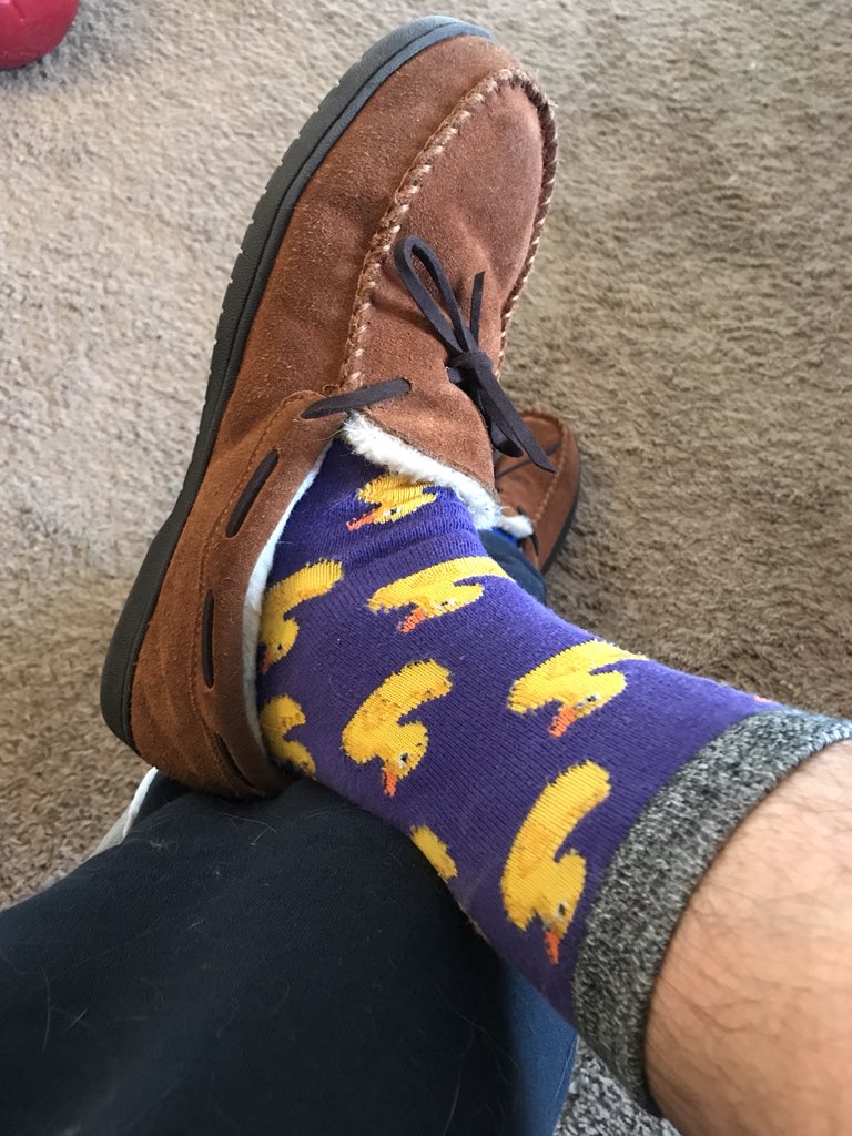 Womack303's tweet photo. @charliespiering Haha Really!!! We are wearing the same socks at the same time!! #Colorado #DuckSocks #WorldEconomicForum2018 https://t.co/Yo2Dg63zj3