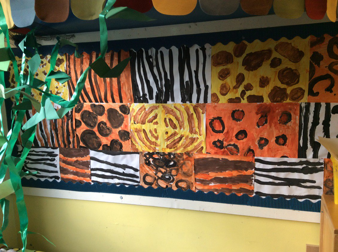 Fantastic Jungle animal print paintings by Class 1! <a href="/BrewoodStMarys/">St Mary's Brewood</a>