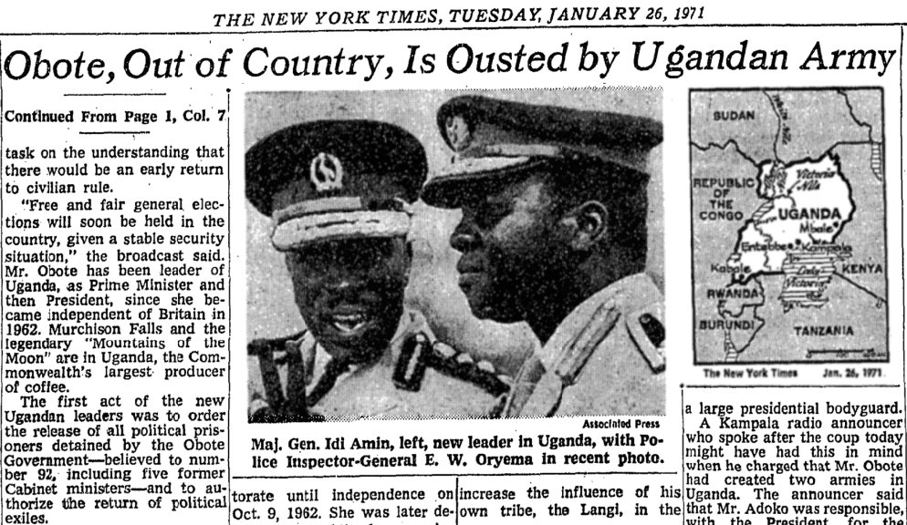 Idi Amin President Milton Obote Maj Gen Idi Amin Takes