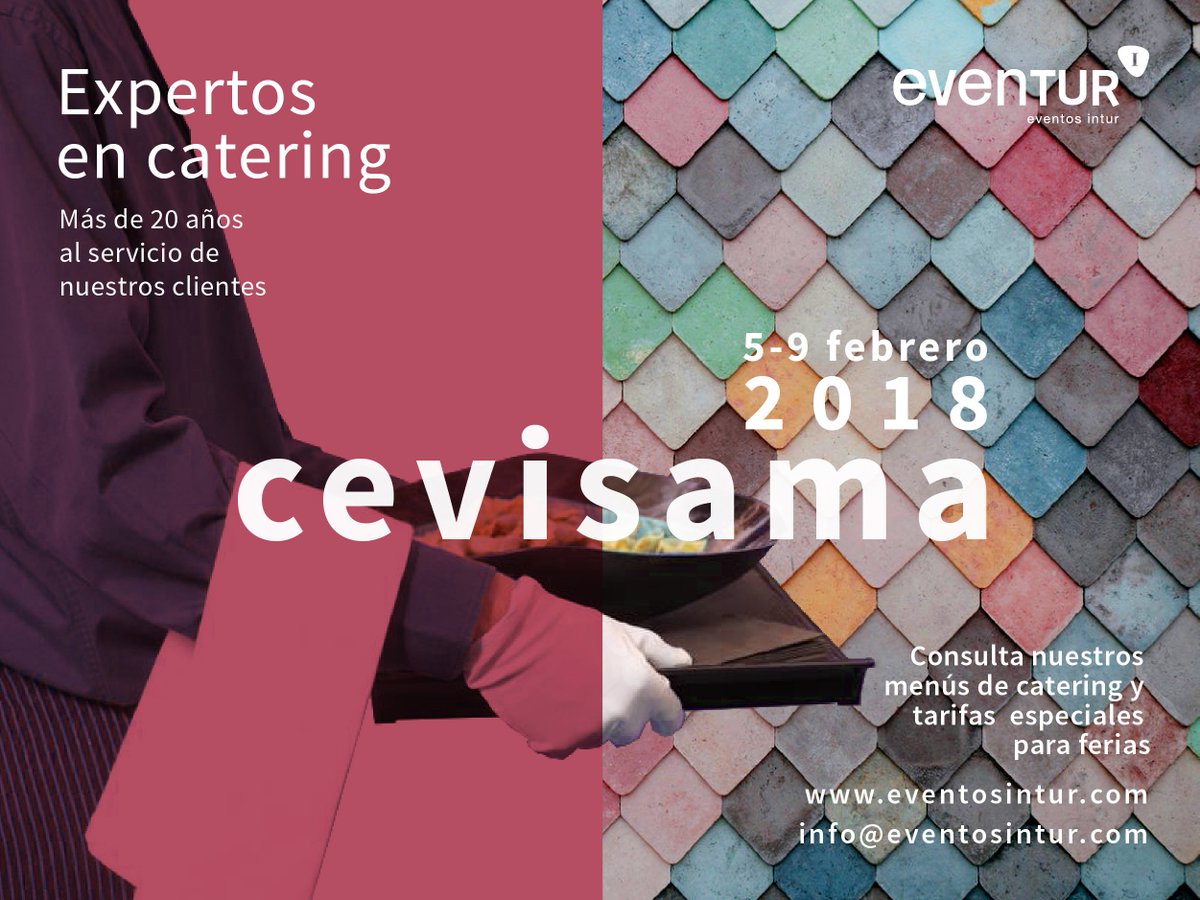 eventurintur's tweet photo. ¿Todavía no tienes catering para CEVISAMA?
Cuenta con nuestra experiencia 👌
#CEVISAMA #CEVISAMA2018 #Catering #Eventur #EventosIntur #ferias #Valencia #Castellón #empresas https://t.co/sksaaFvtmH