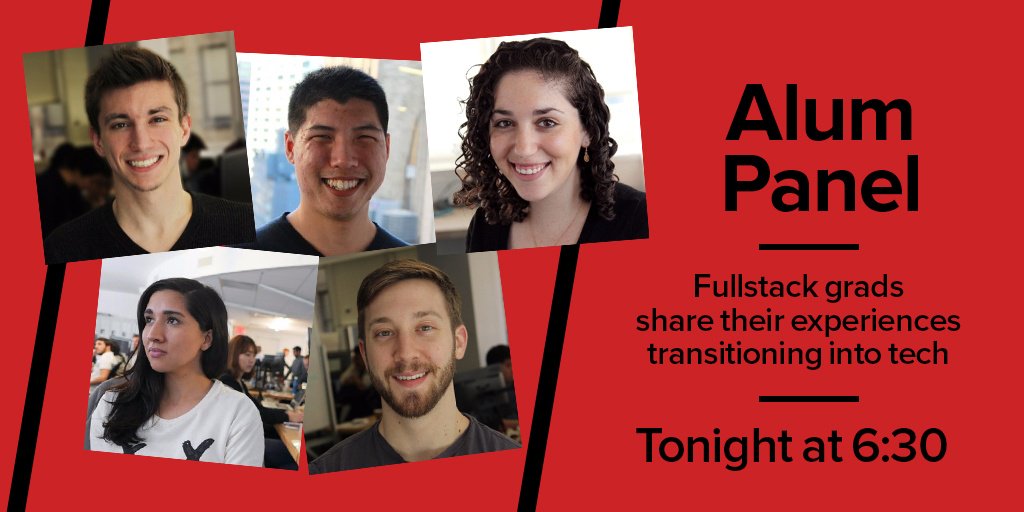 fullstack's tweet image. Interested in web development, but nervous about making the career transition? Come hear from Fullstack alums like @alliefauer @StephManwaring &amp;amp; @crizzo_dev who've been there, done that--and will reveal their secrets 🔮  Join us tonight ⬇️   hubs.ly/H09NTbn0