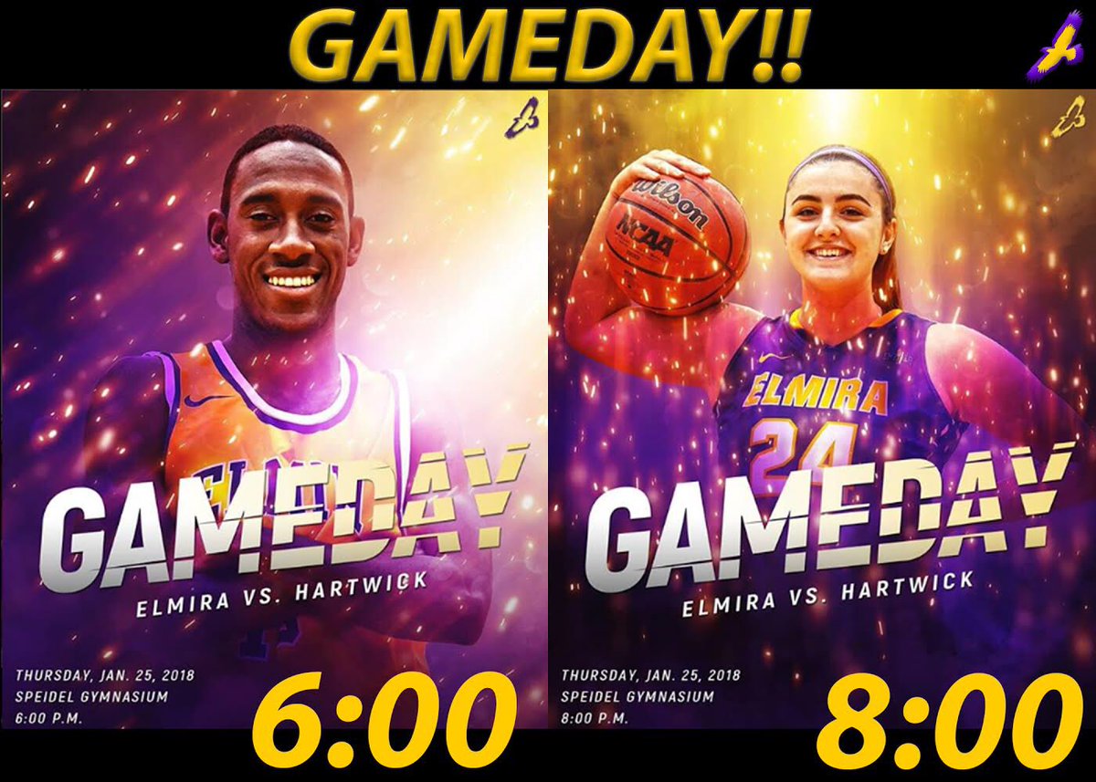 EcGamezone's tweet photo. GAMEDAY!! Head to the gym to watch both men’s and women’s basketball take on @empire8 rival Hartwick!! Men’s tip off at 6 and the Women follow at 8!! #gameday #homecourt #ElmiraProud #elmiraathletics #ecsoaringeagles @elmiracollegewbb @ecsoaringeagles https://t.co/6TIYALRgpK