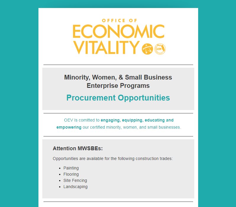 OEVforBusiness's tweet photo. Procurement Opportunities in Construction Trades for Minority, Women, & Small Business Enterprises with @LandmarkPropInc Learn more at: https://t.co/Feh0BK7DBn
#CapitalLOOP #SkillsPayTheBills #FLCapital4Biz https://t.co/Ebkpqhwjd2