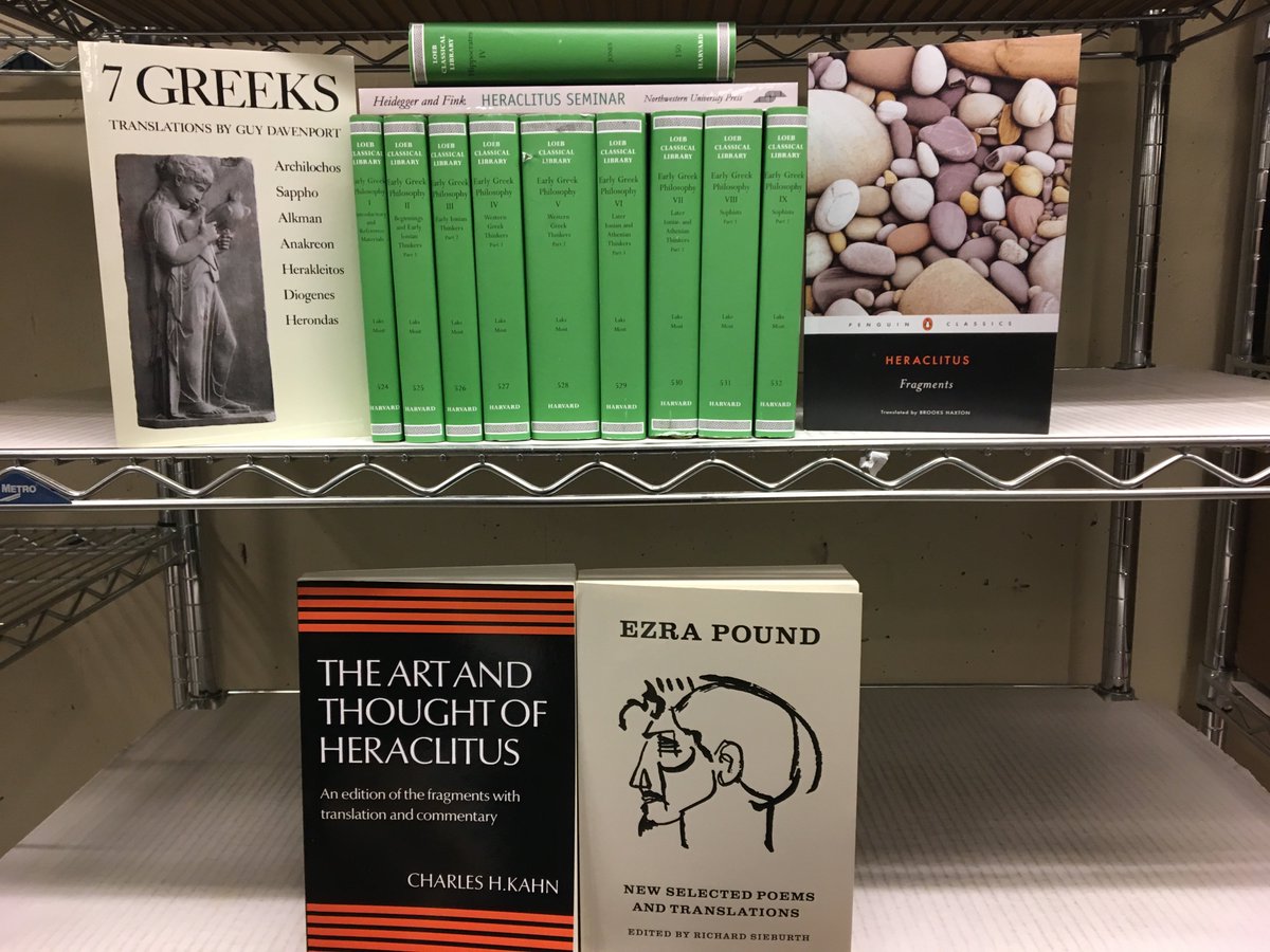 SeminaryCoop's tweet photo. "The most beautiful order in the world is still a random gathering of things insignificant in themselves." -- Heraclitus (ND, 40) Join us tomorrow at 6pm for a not-so-random #ceLOEBration of @harvardpress's new edition of Early Greek Philosophy. Details: https://t.co/V9AcwEB27e https://t.co/zmbibyyQCy