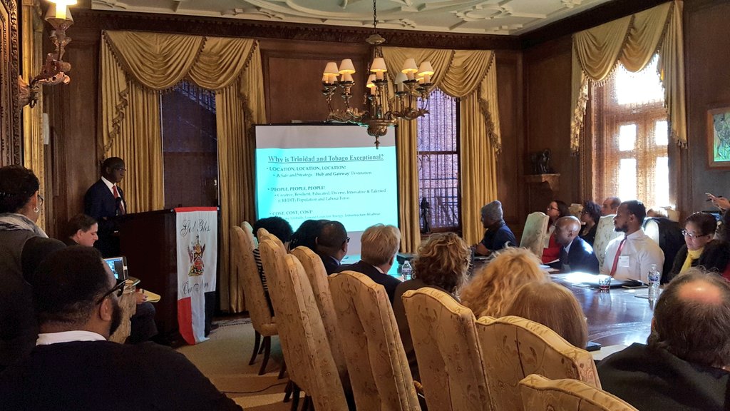 SmallBizDC's tweet photo. We're kicking off our 2018 #DCEmbassyTradeSeries at the Embassy of Trinidad & Tobago! Thanks to our partners at the @USCommercialSvc and Ambassador Anthony Spencer for hosting us! #ExportDC https://t.co/mBEm92P4M2