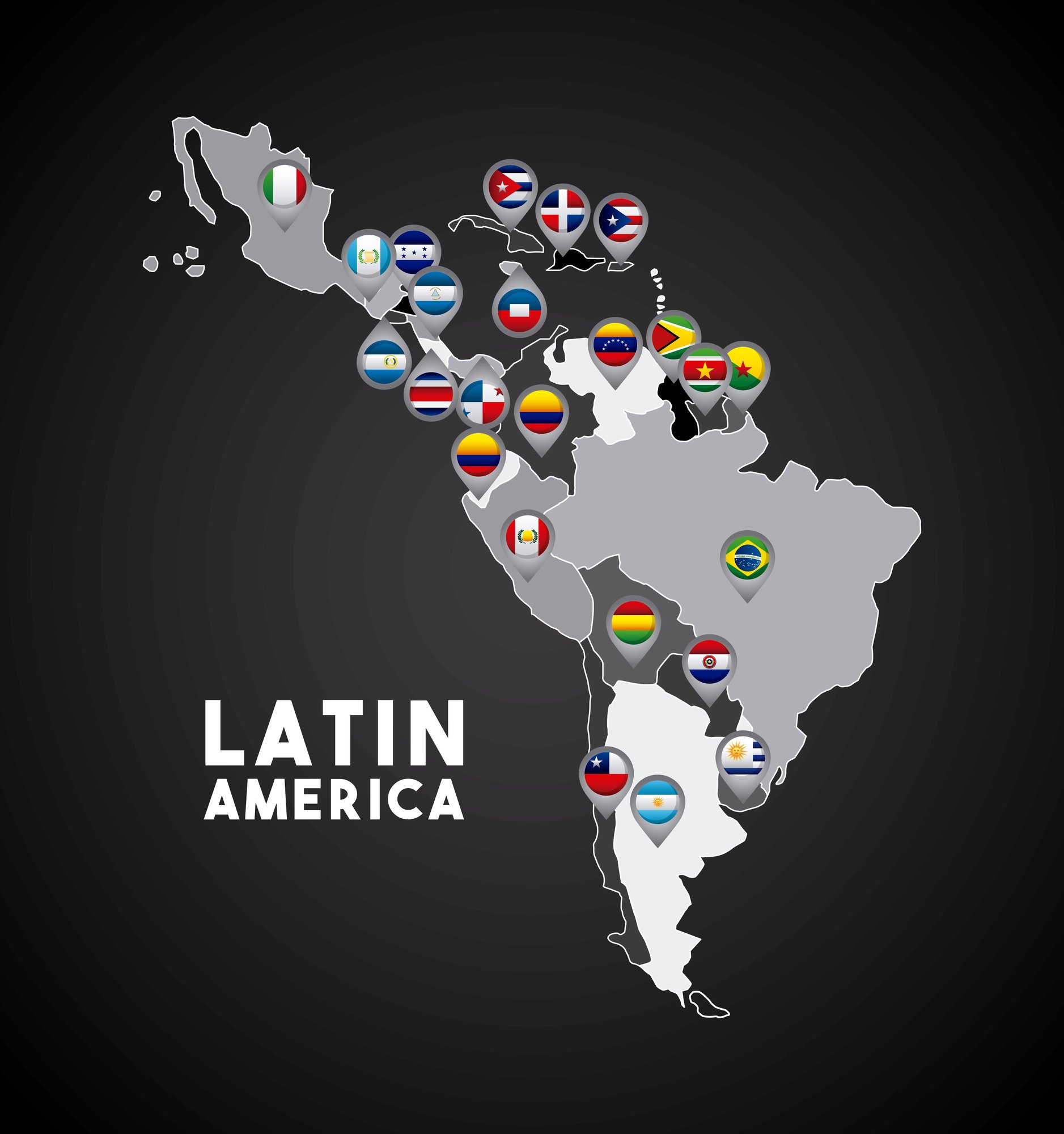 Flag Map of Latin America