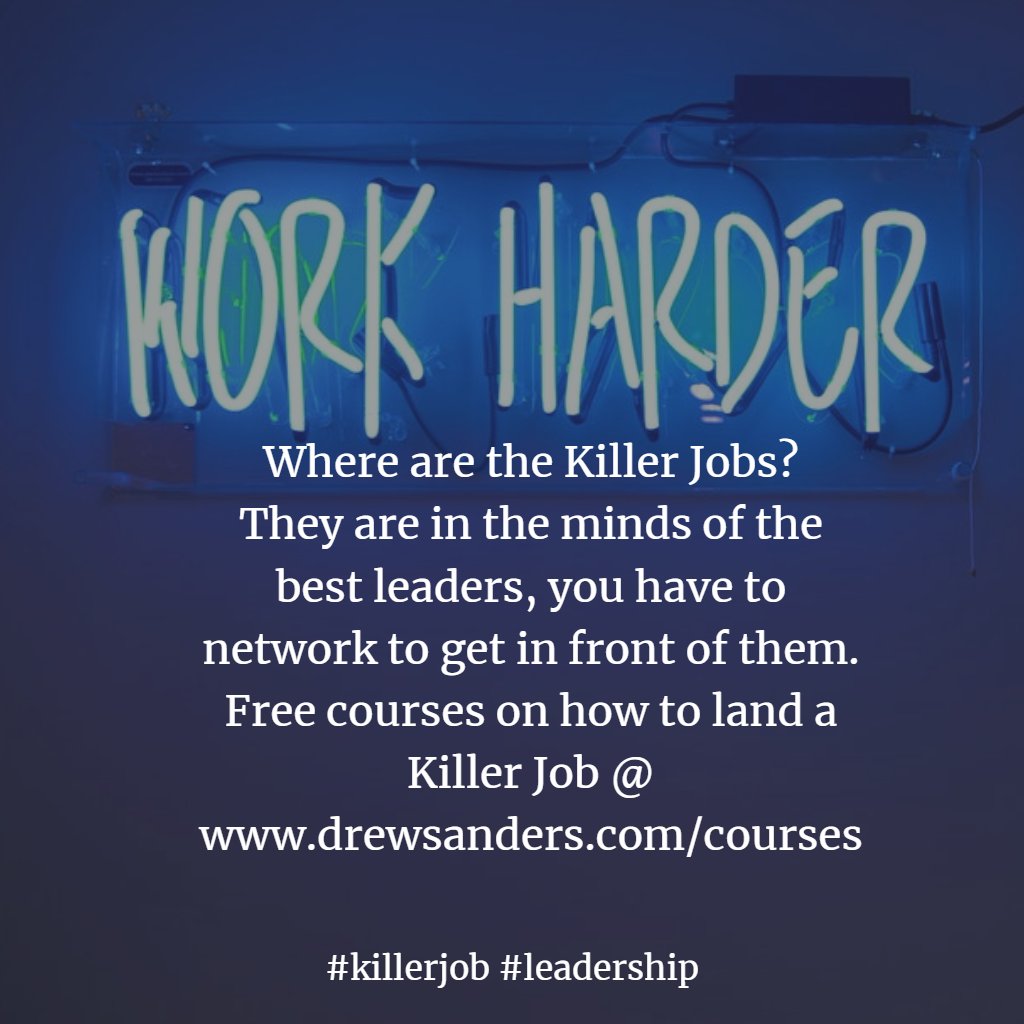 TeamLeaderClub's tweet image. Where are the Killer Jobs?
They are in the minds of the best leaders, you have to network to get in front of them.
Free courses on how to land a Killer Job @ drewsanders.com/courses
