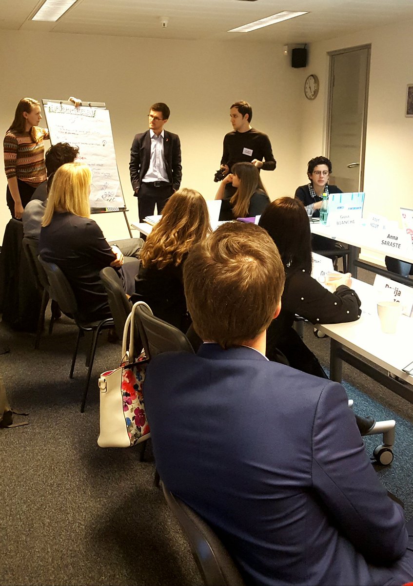 FutureLabEurope's tweet photo. After an intensive day, #FutureLabEurope participants are presenting their draft projects to their colleagues. Five amazing proposals have been developed today and will be finalised tomorrow at the last day of the #AnnualForum. https://t.co/dVInx1md8A