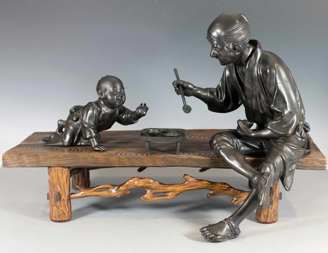 SteveSlyJapArt's tweet photo. This reminds me; almost dinner time at Steve Sly Japanese art - https://t.co/gUTEAPy9qL - #bronze #okimono #Japanese #antique #boy #father #japan #meijiperiod #art #sculpture #interiors #stevesly #steveslyjapaneseart #japaneseworksofart #fatherandson https://t.co/GzlvcREG7J