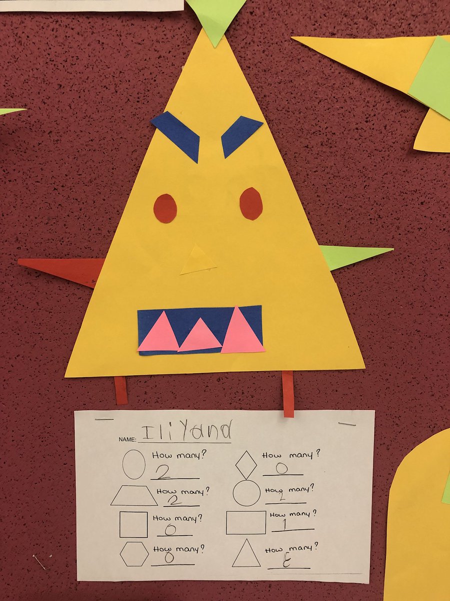 MsCatherine_R's tweet photo. We used 2-D shapes to create some scary shape monsters!! @misssammantha @StMichaelOCSB https://t.co/qT4WLw4w9D
