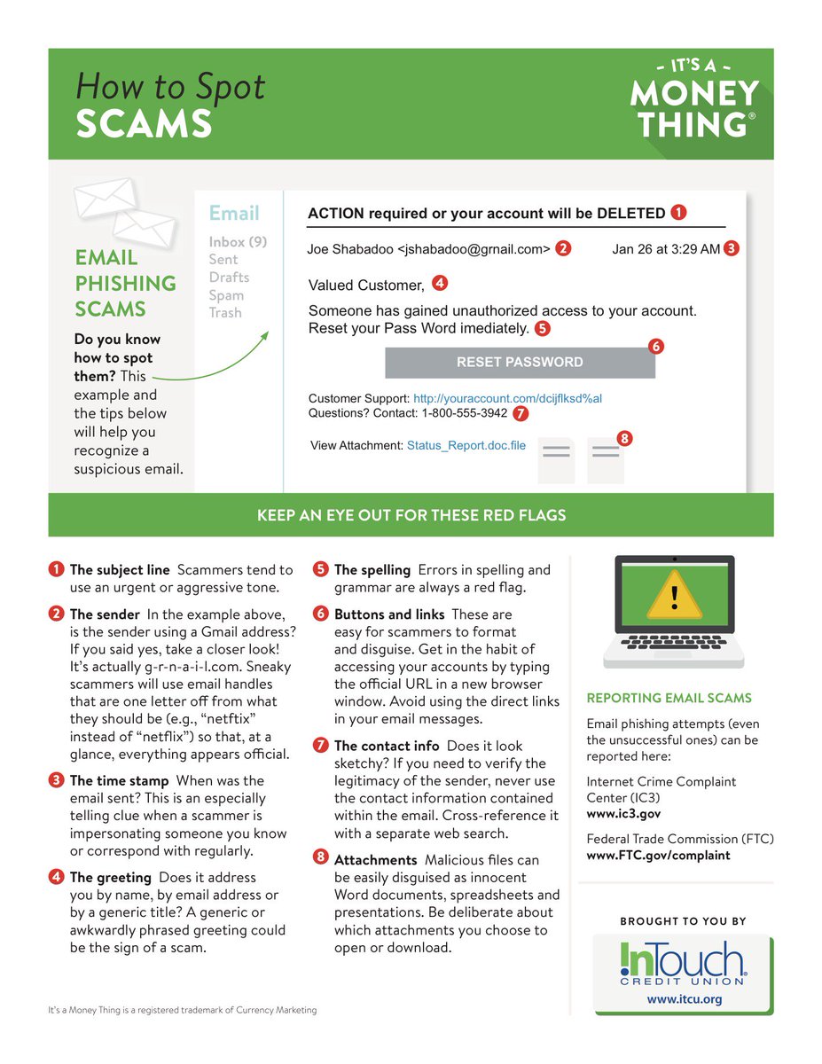 Can you spot the warning signs of an email scam? Check out this handout for advice on what to look for, and discover why scammers are so efficient.