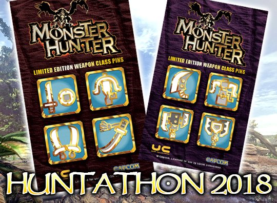 DuncanCantDie's tweet photo. It's time for DAY 2 of the #Huntathon2018 giveaway!
Enter to win the SDCC 2017 Exclusive Monster Hunter Weapon Class Badge Pin Sets that we picked up last summer just for this. :]
https://t.co/Tl7WIoo3kF https://t.co/Z1PPIDlYIV