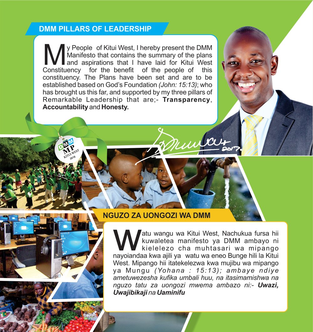 dmmkituiwest's tweet photo. DMM Manifesto 2018 (PDF Version https://t.co/7Ea5tnhvKB) #KituiWestDecides @Thirdwaykenya @EAukot @CpaWaweru @fokango https://t.co/QNGukf5bYT