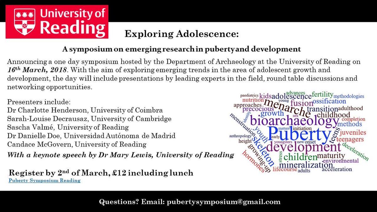 An exciting symposium on adolescence hosted by @UniRdg_Arch