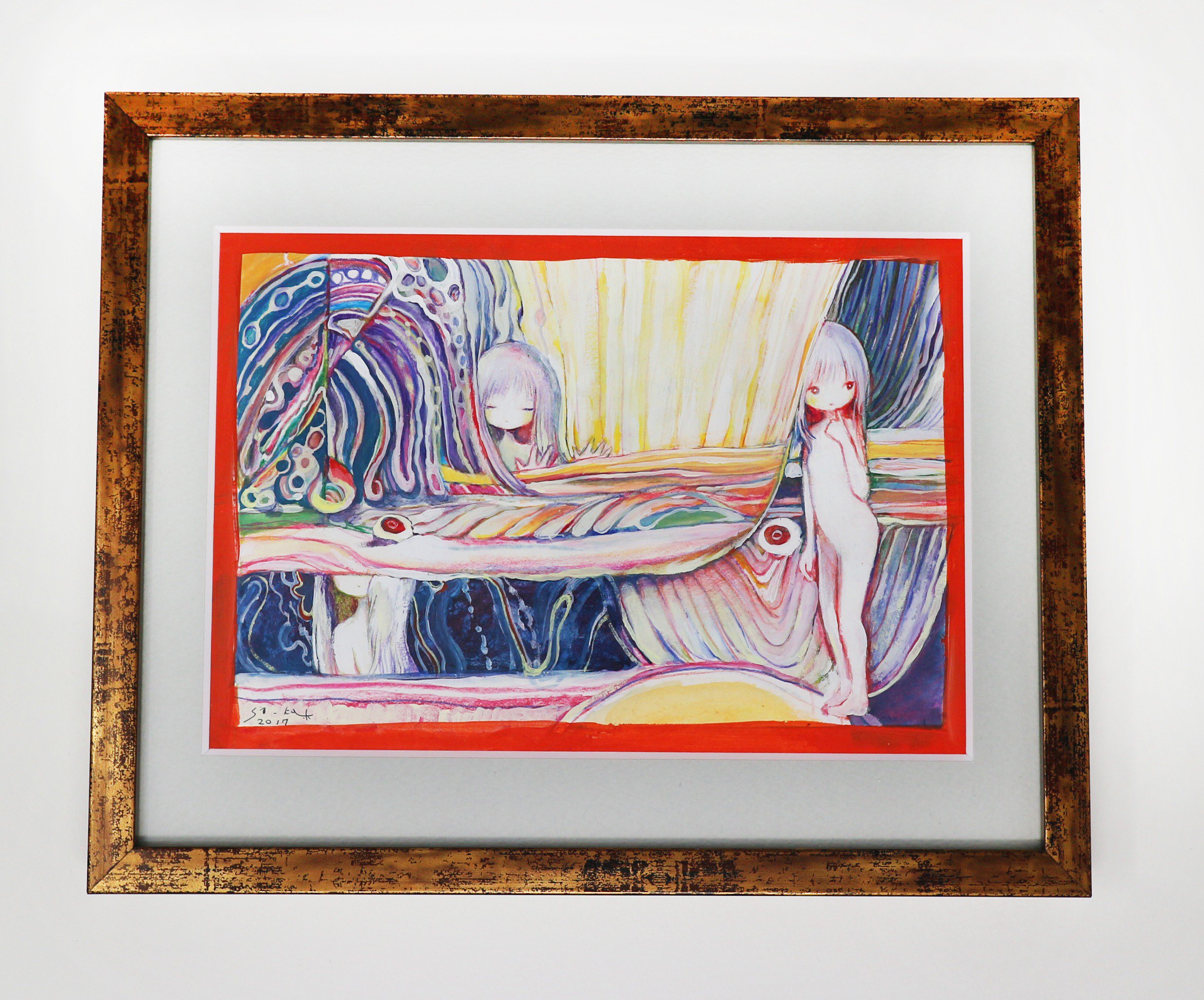 黄菊しーく原画 si_kyu 額付き si_ku 黄菊しーく painting 原画 18