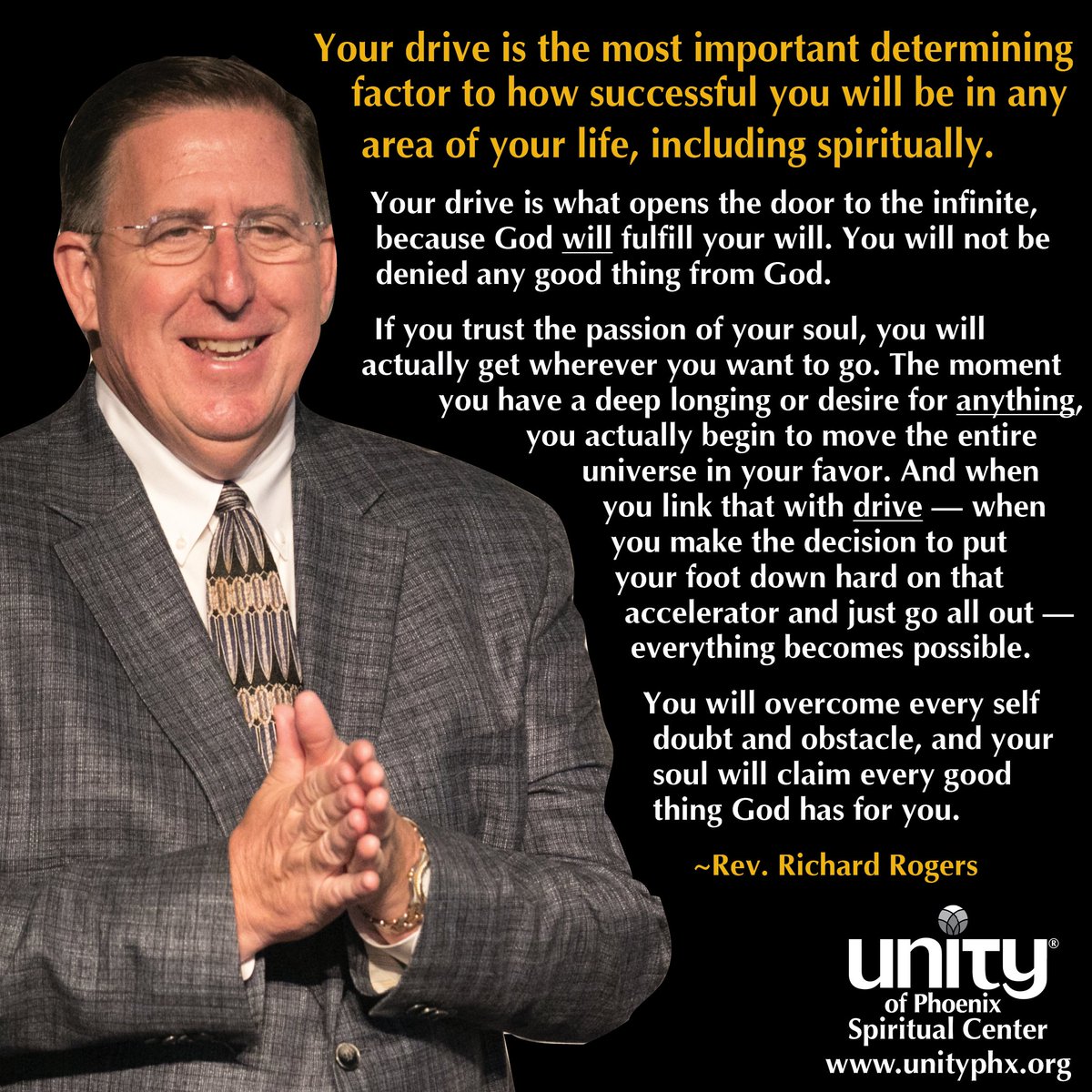UnityOfPhoenix's tweet image. Here's a take away from Rev. Richard Rogers' message from Wednesday worship service about the power of trusting God in every area of your life. To view the entire message, go to unityphx.org/videos