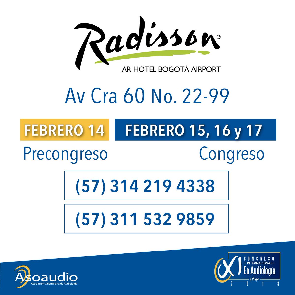 Todos la información que necesitas sobre nuestro Congreso Internacional en Audiología y EXPO 2018, nos vemos pronto! #yosoyasoaudio asoaudio.org.co +57314219 4338 +573115329859 #congreso #Audiología #EXPO2018
