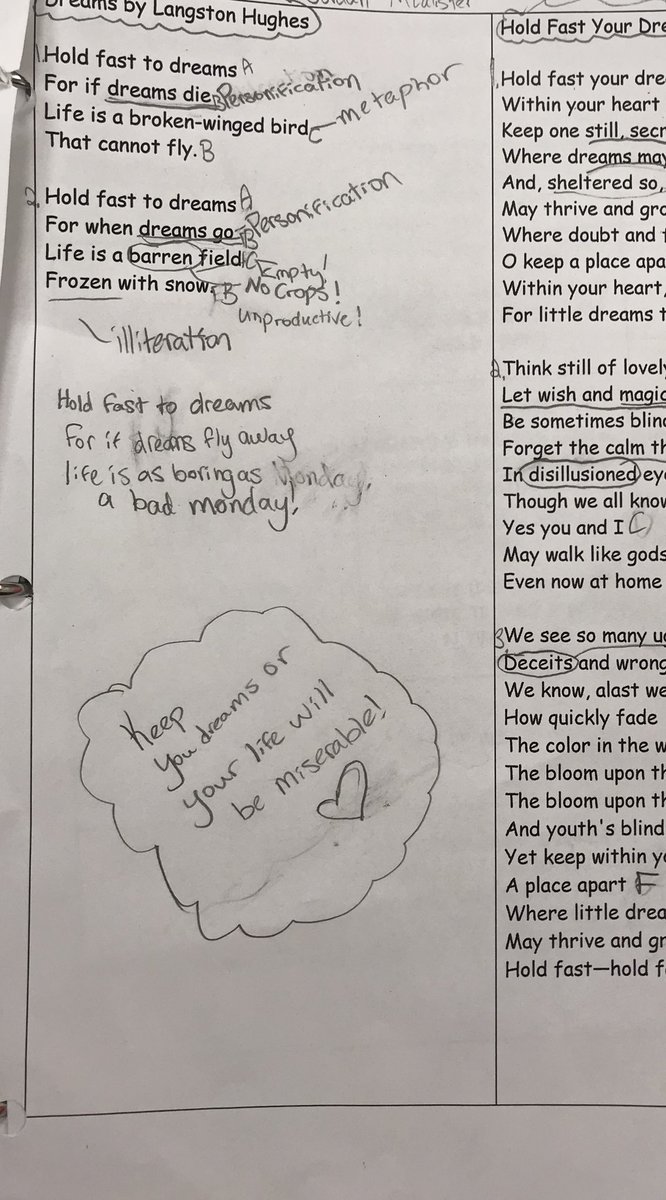 Comparing and contrasting poetry this week. I challenged the students to write another stanza using the same text structure and theme. She hit the Monday thing spot on! #poetry #NewvilleElemProud #BSSDProud