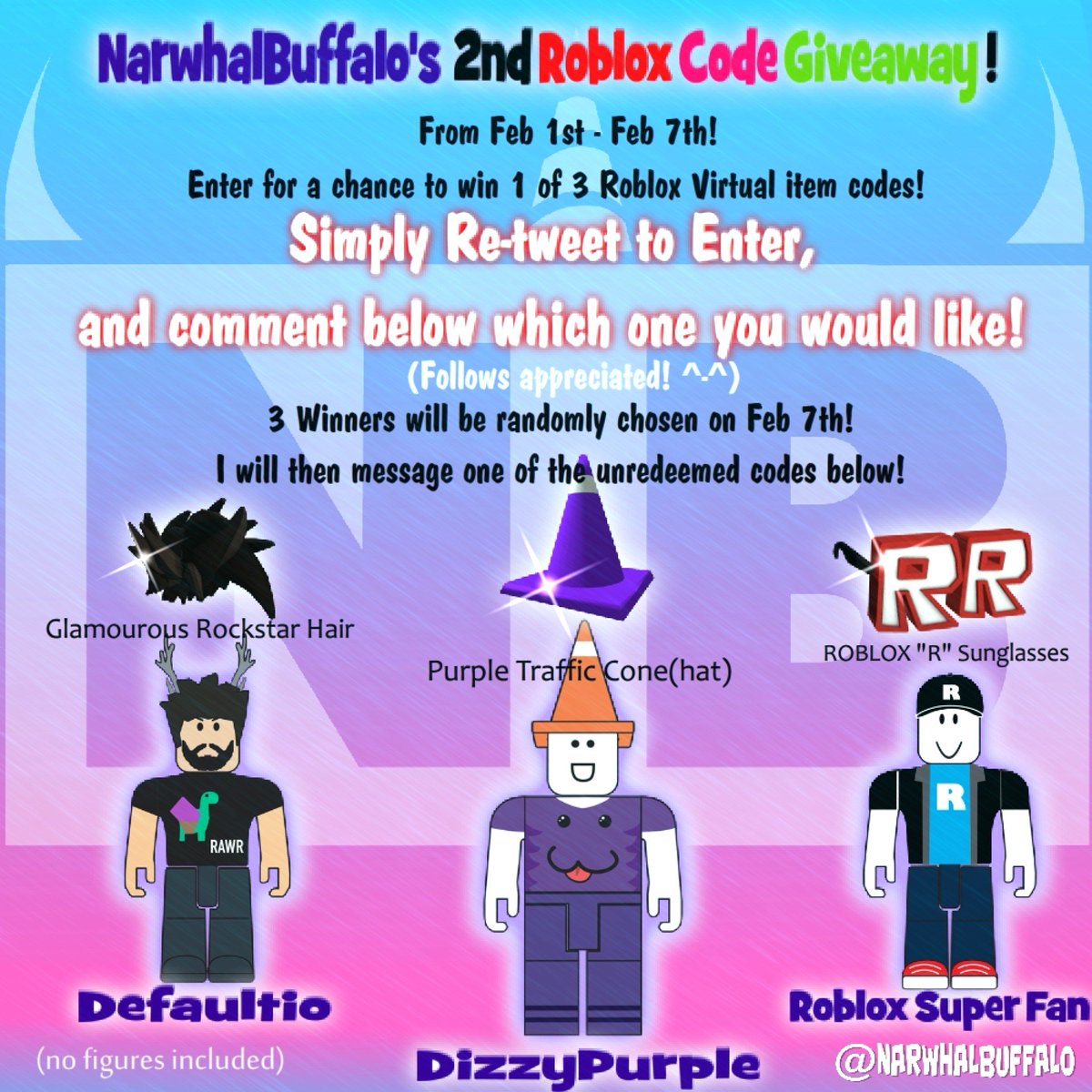 Narwhalbuffalo On Twitter Time For Another Roblox Virtual Code - 3 winners will be randomly chosen on the 7th i will then dm the winners their codes gl all pic twitter com kfsuuyxyni i want sun glass