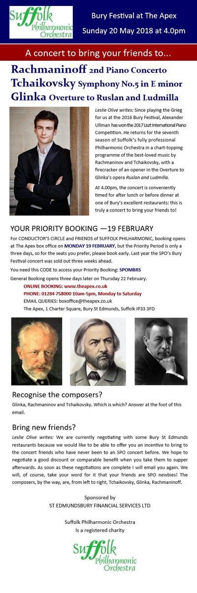 Looking forward to conducting this popular repertoire: