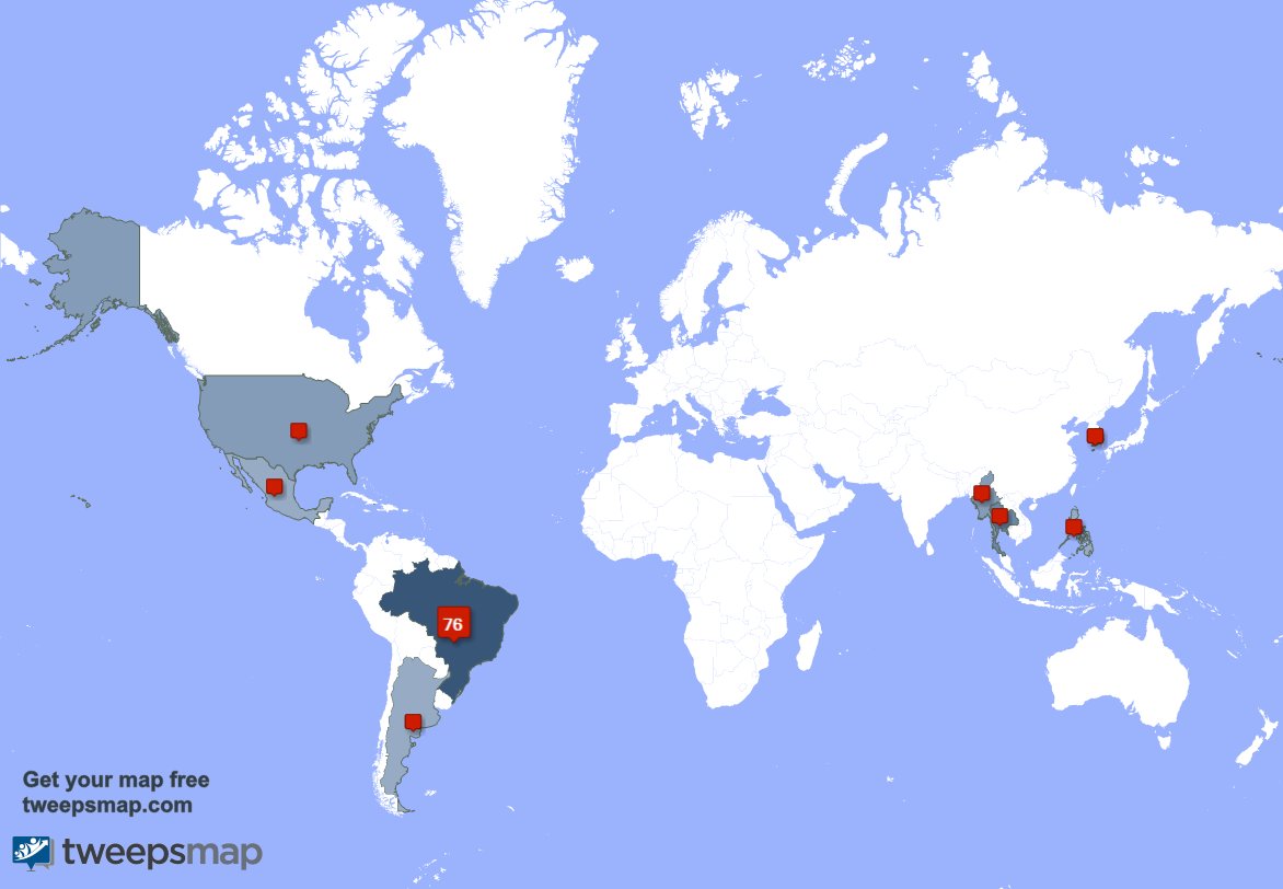 CLC_Brazil's tweet photo. My followers live in Brazil (74%), Thailand(8%)... Get your free map: https://t.co/ig0BHklybQ https://t.co/wkUkfEYexd