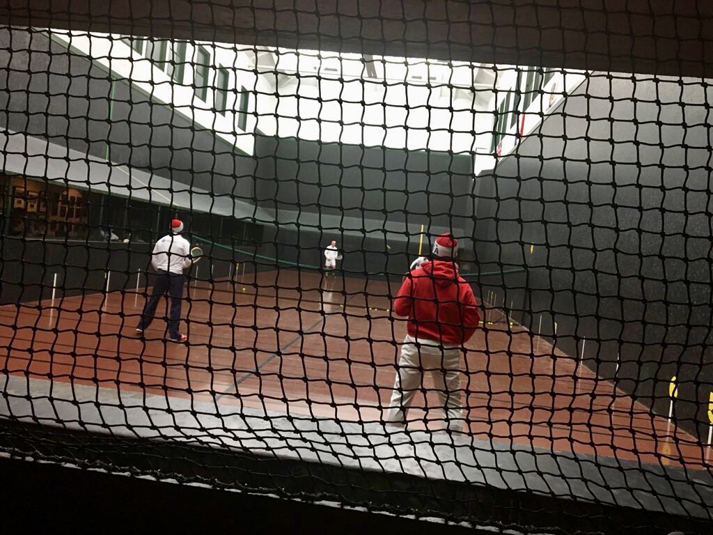 UKinBoston's tweet photo. Behind the scenes with Consul General @harryvx at the Court Tennis #18USOpen! 🎾

There are only 43 Court Tennis — often called “real” tennis — courts left in the world. Over half of them are in the UK, but one is right here in Boston! https://t.co/qVFJ4lns05