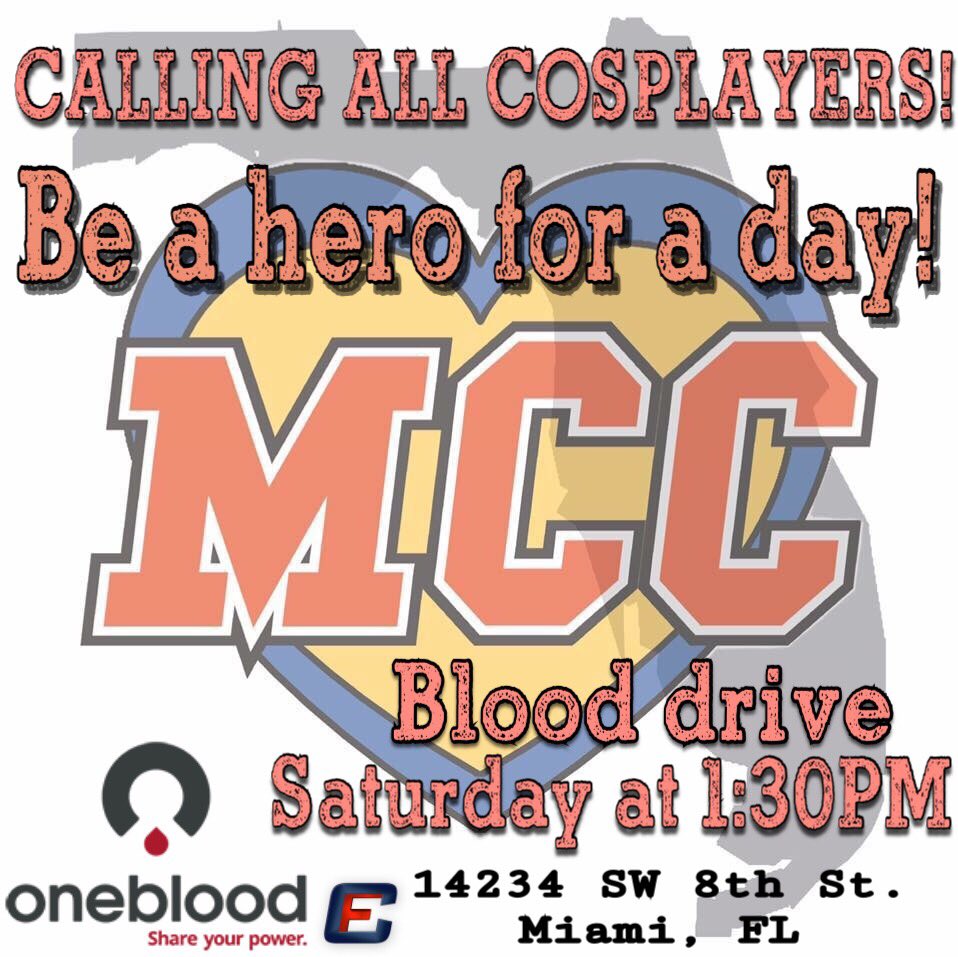 CosplayFame's tweet photo. #CallingAllCosplayers!
#MultiverseCorpsComics will hold a #blooddrive Saturday;
THOSE WHO #COSPLAY & DONATE BLOOD, #COSPLAYFAME WILL GIVE YOU A SHOUT OUT ON OUR #PODCAST!
@Marvel Artist @JeffDekal will be on-site!
Come show how great the #FloridaCosplay community can be! https://t.co/OlGhO0mjRR