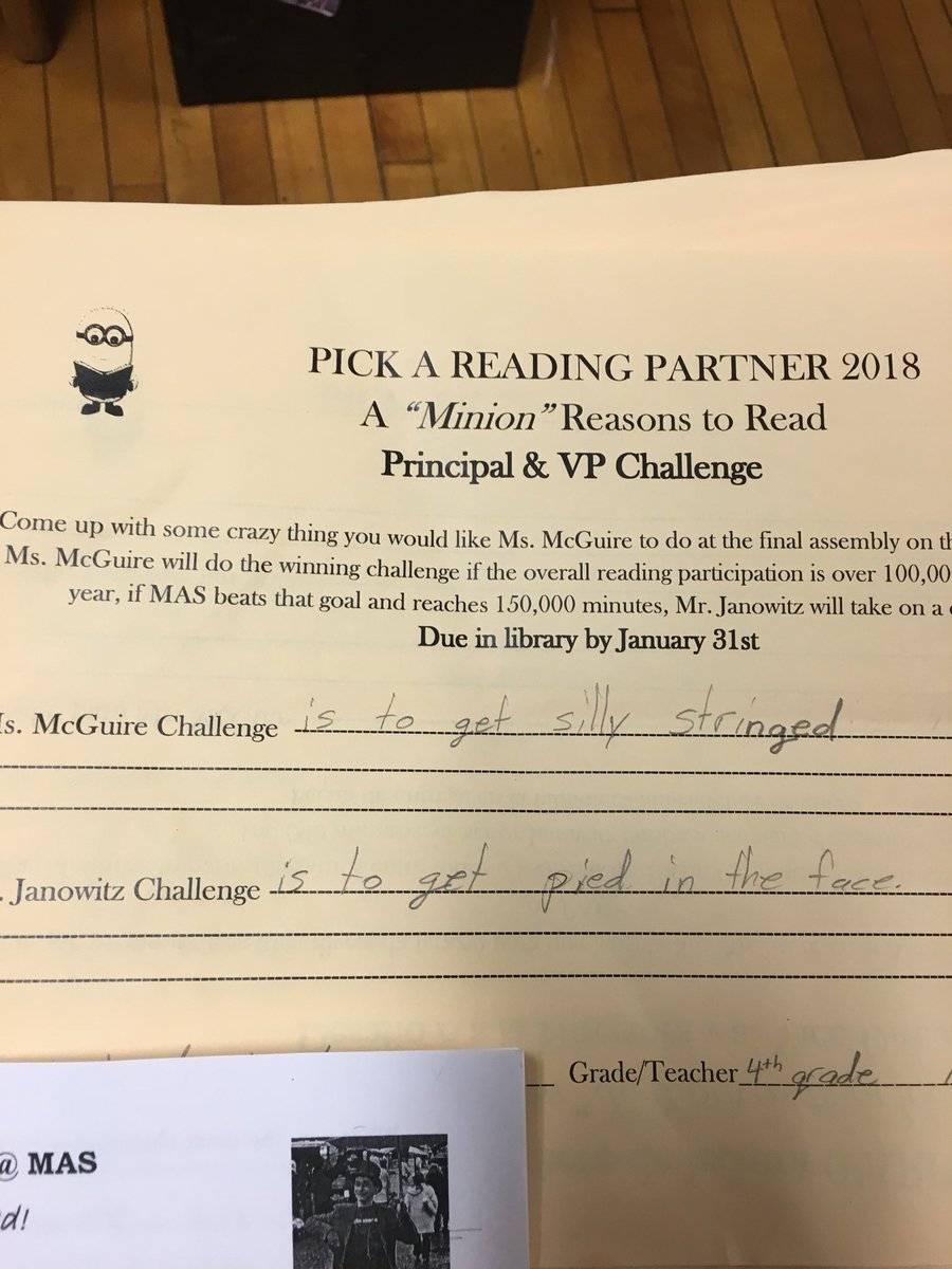 RobJanowitz_AP's tweet photo. Wow!!! MAS students have been busy reading. Over 150,000 minutes collectively. Friday is our PARP closing ceremonies. I wonder what Ms.McGuire and I will do for the challenge? Stay tuned. #i❤️mas #engagedreaders #readinggoals #PARPfun @MASNationPTA @MAS_WP @wplainsschools https://t.co/5Teq134IcO